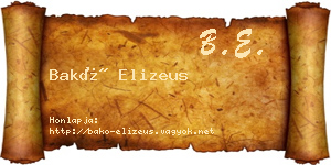Bakó Elizeus névjegykártya
